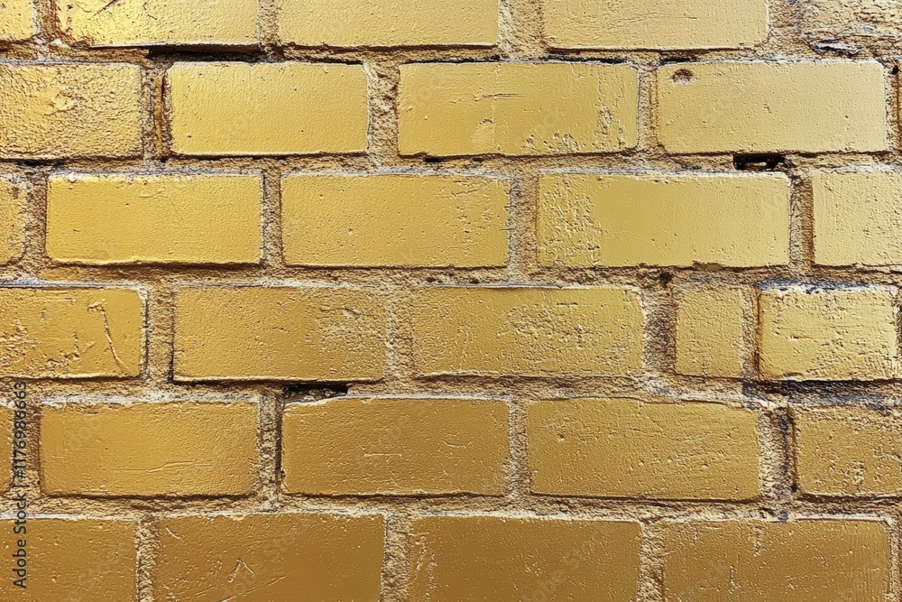 Poster golden brick wall texture creating a unique chaotic background for artistic and creative projects in