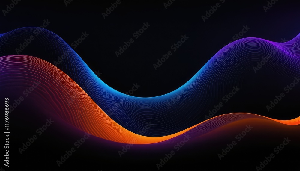Poster abstract wave motion pattern on dark blue background wallpaper for digital technology ai generated 2