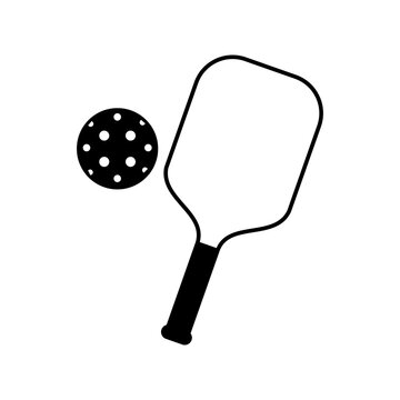 recommend clip art: Rackets or paddles and ball for pickleball icon isolated on white background