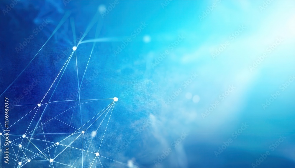 Poster abstract digital network connections with blue gradient background depicting futuristic data flow, i