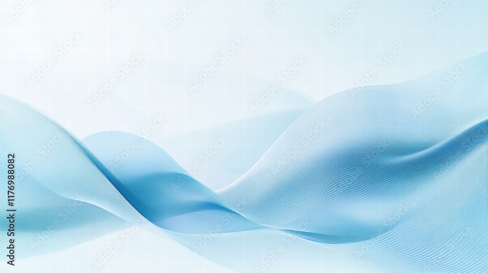 Aufkleber Abstract ocean wave patterns creating a serene and tranquil atmosphere with soft blue hues and flowing lines. Generative AI