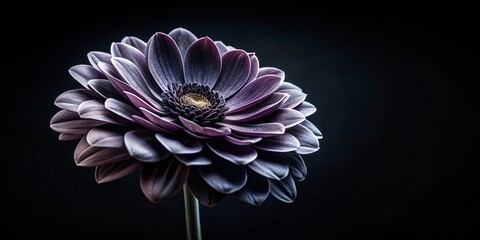 Single Black Flower, Dark Background, Minimalist Botanical Photography
