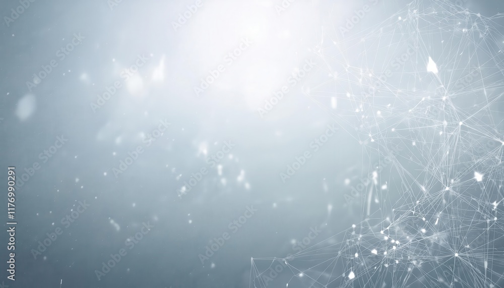 Poster Futuristic digital network background with interconnected nodes and lines in abstract blue space, symbolizing connectivity and data flow