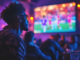 Fototapeta premium Diverse Sports Enthusiasts Analyzing Game in Pastel Ambient Lighting