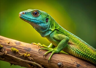 Fototapeta premium Southeast Asian Grass Lizard, Lacertidae Family, Tropical Reptile, Close-Up, Wildlife Photography