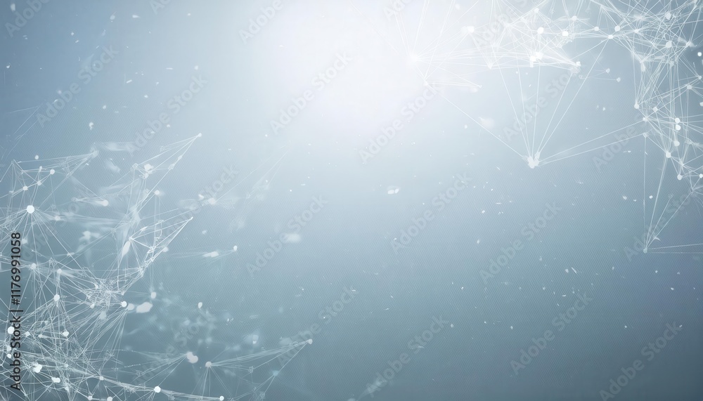 Poster Futuristic digital network background with interconnected nodes and lines in abstract blue space, symbolizing connectivity and data flow