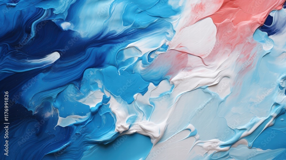 Poster vivid abstract background with fluid and swirling patterns in shades of blue and coral for creative 