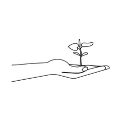 Continuous one line drawing of plant. One line drawing illustration of growing sprout. Growth, seedling, gardening concept single line. Editable outline,
Continuous one line drawing of back to nature 