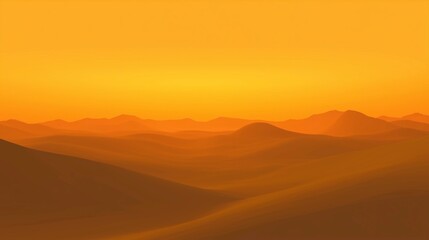 Obraz premium Golden desert under a glowing sunset, symbolizing tranquility, natural beauty, and the serene, vast landscapes of the arid wilderness.