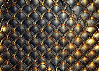 Fototapeta premium Metallic Scales Golden Textured Background Design Art
