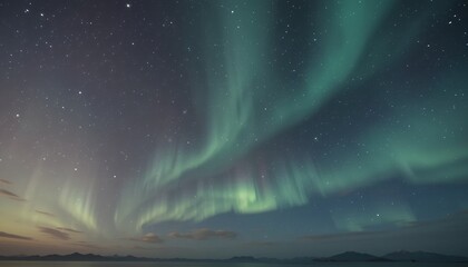 Aurora Borealis Night Sky Landscape with Stars