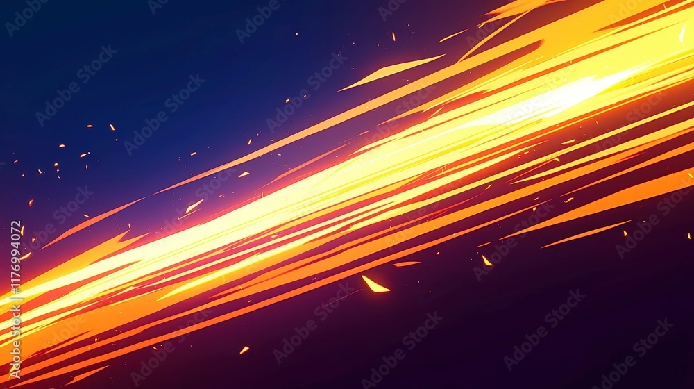 Poster dynamic orange speedlines in anime style, creating a sense of rapid movement and energy, perfect for