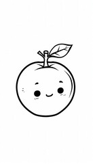 A cute and simple line art drawing of an orange with a happy face. Ideal for coloring books, educational materials, or kids' apparel designs.
