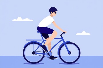 Obraz premium Riding a Bicycle in Minimalist Style Against a Simple Background
