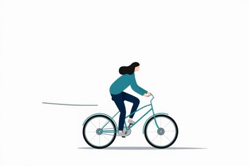 Fototapeta premium Riding a Bicycle in Minimalist Style Against a Simple Background