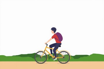 Obraz premium Riding a Bicycle in Minimalist Style Against a Simple Background