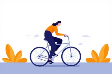 Fototapeta premium Riding a Bicycle in Minimalist Style Against a Simple Background
