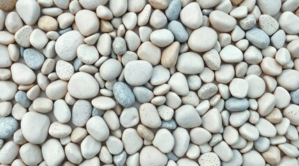Close-up of smooth, rounded pebbles in natural colors arranged on a surface
