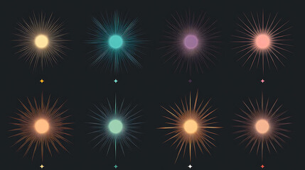Naklejka premium Minimalist starburst effects with subtle gradients