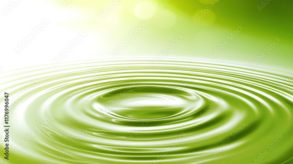 Aufkleber green liquid drop creating concentric ripples on a surface.