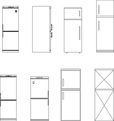 vector sketch illustration silhouette design kitchen furniture electronics refrigerator.eps
