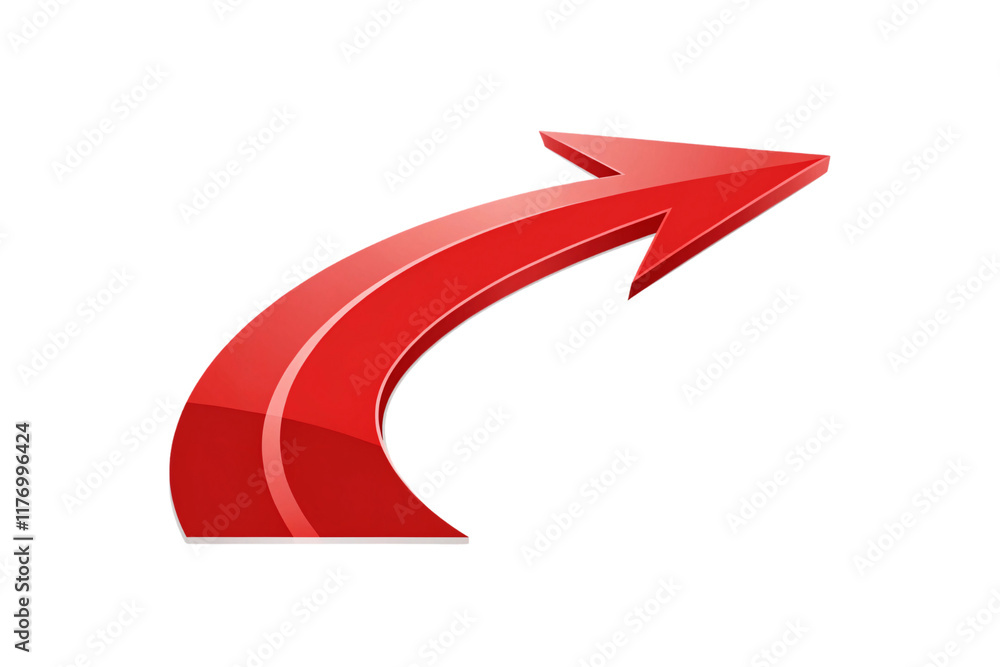 Poster a sleek red arrow with a sharp curve, emphasizing a bold and confident upward movement, symbolizing 