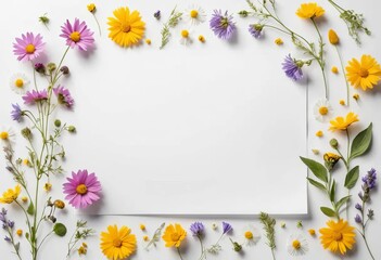 Obraz premium A bouquet of colorful wildflowers on a white background