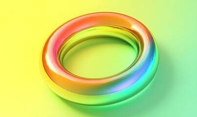 Shiny, rainbow, torus, on soft gradient.