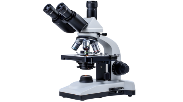 Medical microscope isolated on a transparent background - Powered by Adobe