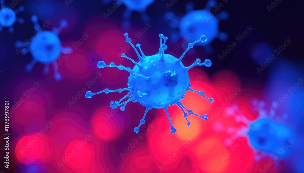 Poster microscopic view of viruses in vibrant colors