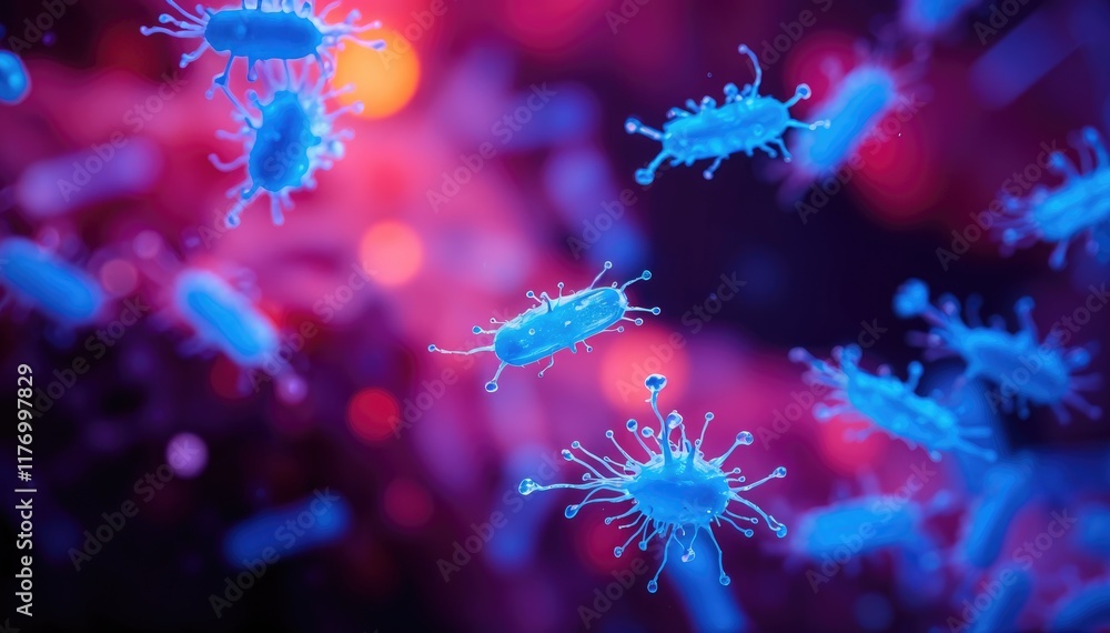 Aufkleber microscopic view of various viruses and microorganisms