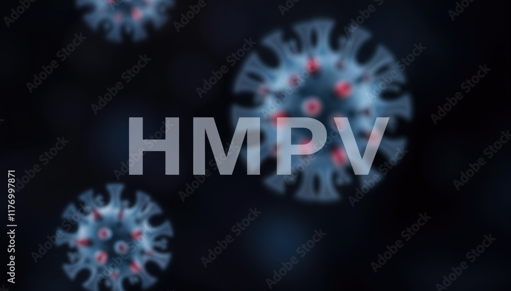 Poster microscopic view of hmpv virus particles
