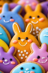 Naklejka premium Colorful Easter Bunny Cookies: Cute and Playful Sugar Treats for Festive Celebrations