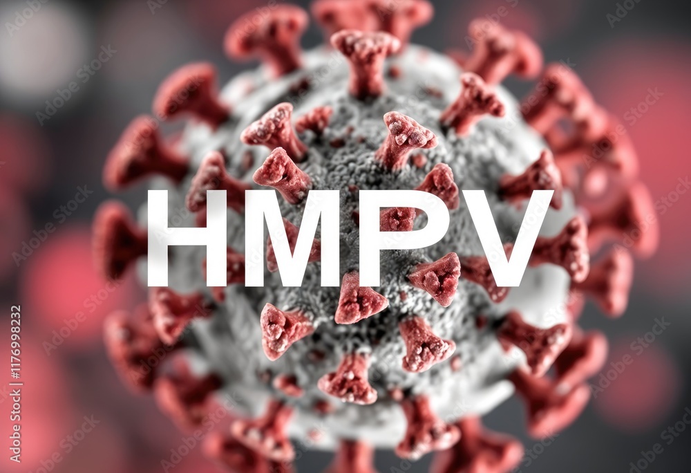 Poster microscopic view of hmpv virus particle