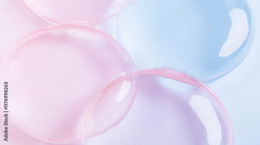 Aufkleber pastel gradient circles abstract fluid shapes in soft blue and pink tones