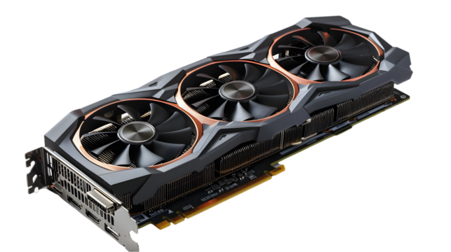 Modern computer video card isolated on a transparent background
