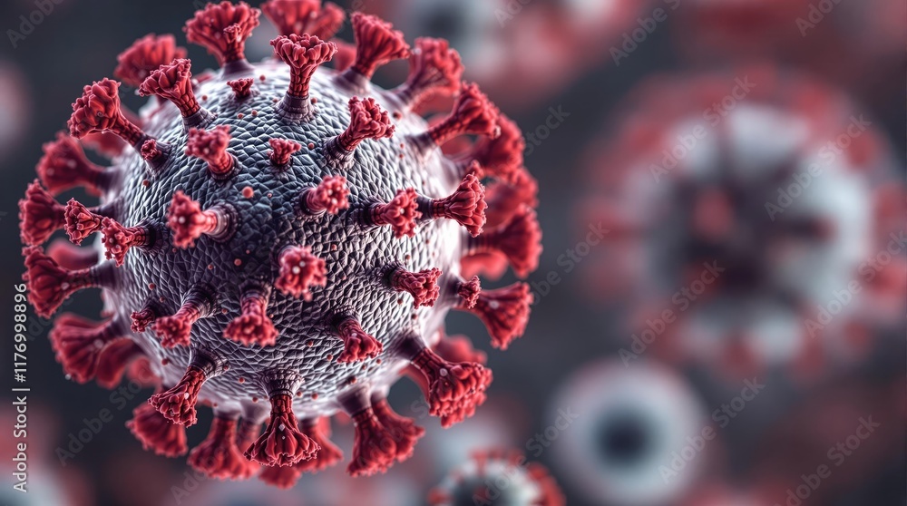 Poster Microscopic view of HMPV virus particle structure and surface