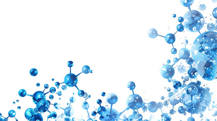 Molecular background nanotechnology png border in blue with blank space isolated on a transparent background