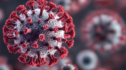 Microscopic view of HMPV virus particle structure and surface