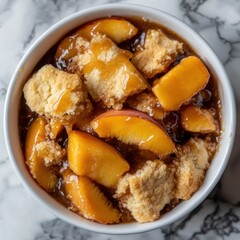 a delicious serving of the most delicious peach cobbler ever made loaded with the freshest...