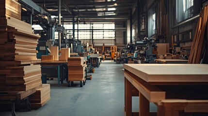Obraz premium Production of Desk at the modern factory 
