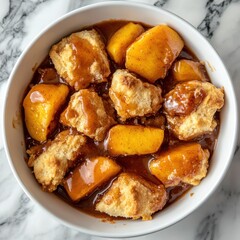 a delicious serving of the most delicious peach cobbler ever made loaded with the freshest...