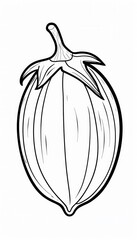 A simple line drawing of a cardamom pod. Great for educational resources coloring pages or spice-related designs.
