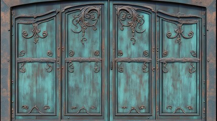 Stunning Ornate Metal Entrance Doors with Intricate Forged Details