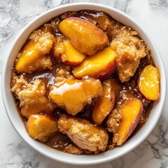 a delicious serving of the most delicious peach cobbler ever made loaded with the freshest...