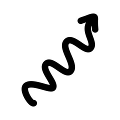 Arrow sign hand drawn doodle black outline, Twirl