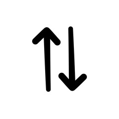 Arrow sign hand drawn doodle black outline, Upside down © Rikeu