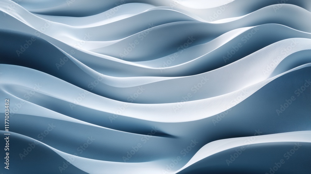 Leinwandbilder Abstract representation of fluid waves with varying heights and curves in smooth gradient tones. Generative AI