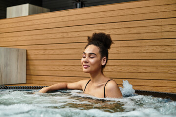 Embracing tranquility in a luxurious spa environment at sunset