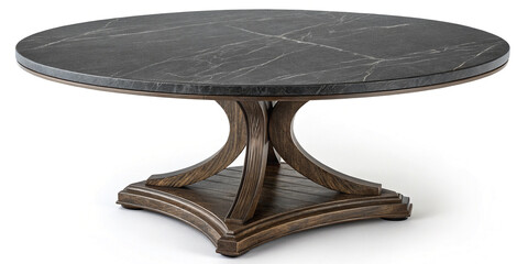 Elegant Black Round Slate Tabletop Isolated on a White Background for Culinary Use